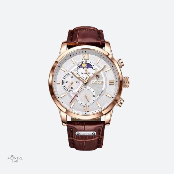 Accessoire tendance pour homme, montre en cuir quartz