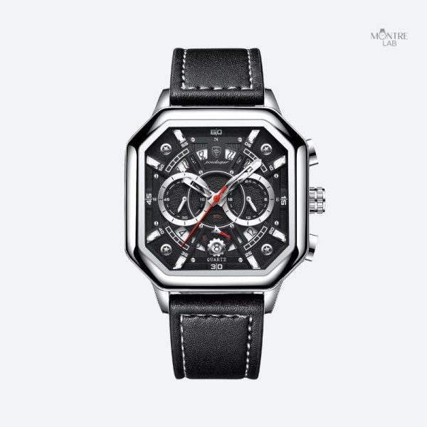 Montre en cuir homme, design sportif, étanchéité