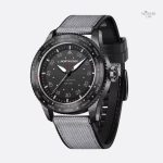 Montre homme solaire aviateur 43 mm, bracelet nylon