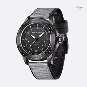 Montre homme solaire aviateur 43 mm, bracelet nylon