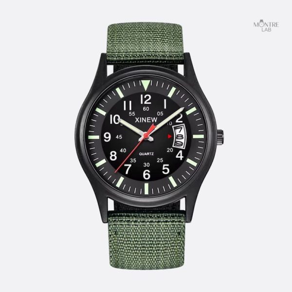 montre-homme-vintage-militaire-quartz-bracelet-nylon-41mm-1 Montre Homme Vintage Militaire Quartz 41mm Bracelet Nylon