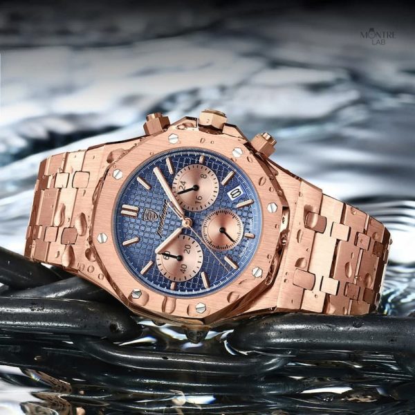 Montre chronographe avec finition haut de gamme