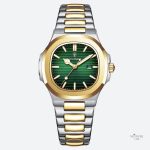 Montre luxe femme bicolore en métal élégant
