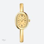 Montre luxe femme ovale dorée élégante et raffinée