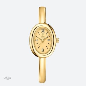 Montre luxe femme ovale dorée élégante et raffinée