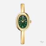 Montre ovale dorée pour femme, style luxueux
