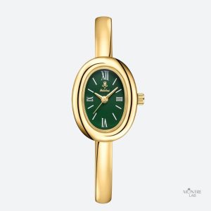 Montre ovale dorée pour femme, style luxueux