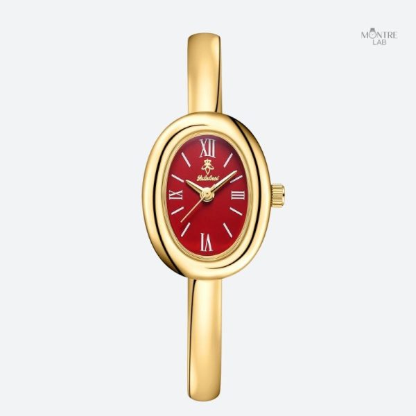 Montre femme luxe, design ovale et sophistiqué