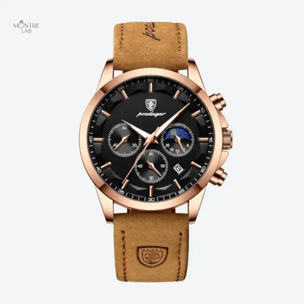 montre-luxe-homme-style-business-decontracte-et-bracelet-cuir-1 Montre Chronographe Homme Style Business Décontracté