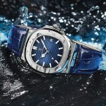 Style Nautilus pour homme, montre luxe avec bracelet en cuir