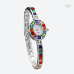Montre Luxe Quartz Femme avec Cristaux Colorés