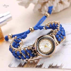 Montre Femme en Quartz avec Bracelet Tressé Élégant