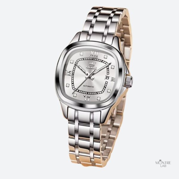 Accessoire féminin : montre mécanique bicolore Tonneau