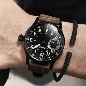 Montre mécanique homme, remontage manuel élégant