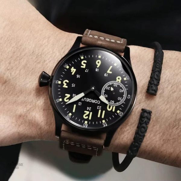 Montre mécanique homme, remontage manuel élégant