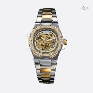 Montre squelette homme en acier inoxydable