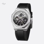 Montre squelette homme octogonale en acier inoxydable