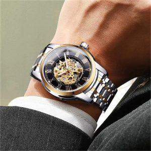 Montre mécanique pour homme à mouvement visible