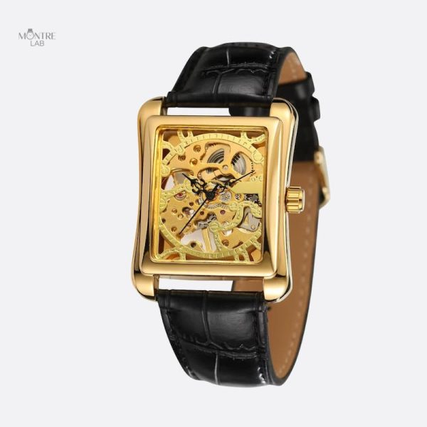 montre-mecanique-squelette-pour-homme-carree-1 Montre squelette mécanique pour homme carrée
