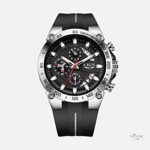 Montre militaire chronographe pour homme, bracelet silicone