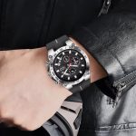 Montre homme style militaire, fonction chronographe, bracelet souple