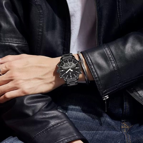 Chronographe homme, montre digitale militaire au design robuste