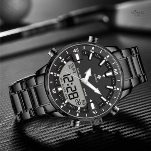 Montre quartz homme, affichage numérique et analogique militaire