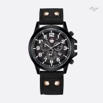 Montre militaire homme quartz avec bracelet cuir