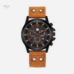 Horloge de style militaire pour homme, bracelet en cuir