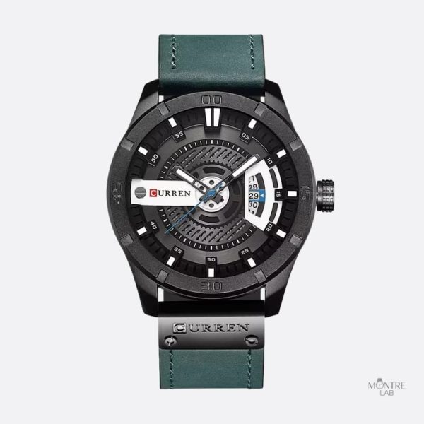 Montre militaire pour homme avec bracelet en cuir