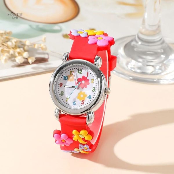 Montre pour apprendre l'heure, fleurs en relief pour enfants