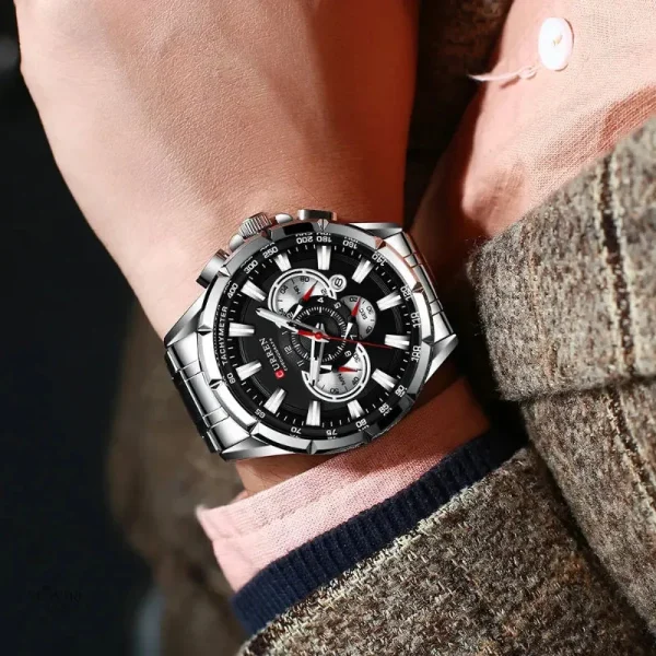 Montre à quartz pour homme, design sportif et robuste