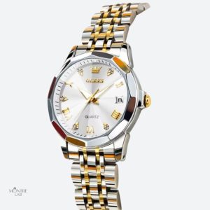 Montre quartz femme bicolore en métal