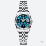 Montre quartz femme en métal argenté élégante