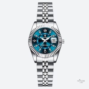 Montre quartz femme en métal argenté élégante