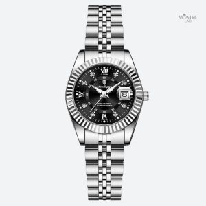 Accessoire féminin : montre quartz en métal argenté