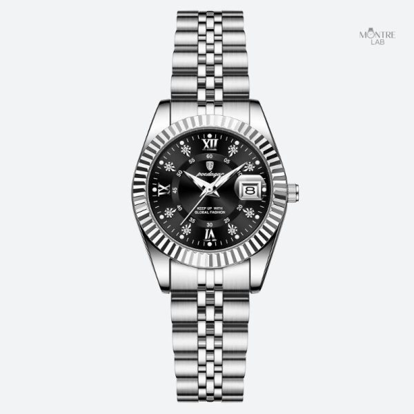 Accessoire féminin : montre quartz en métal argenté