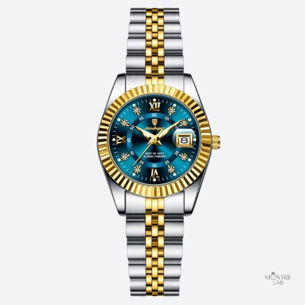 Montre quartz femme bicolore en métal étanche