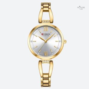 Accessoire féminin : montre quartz dorée
