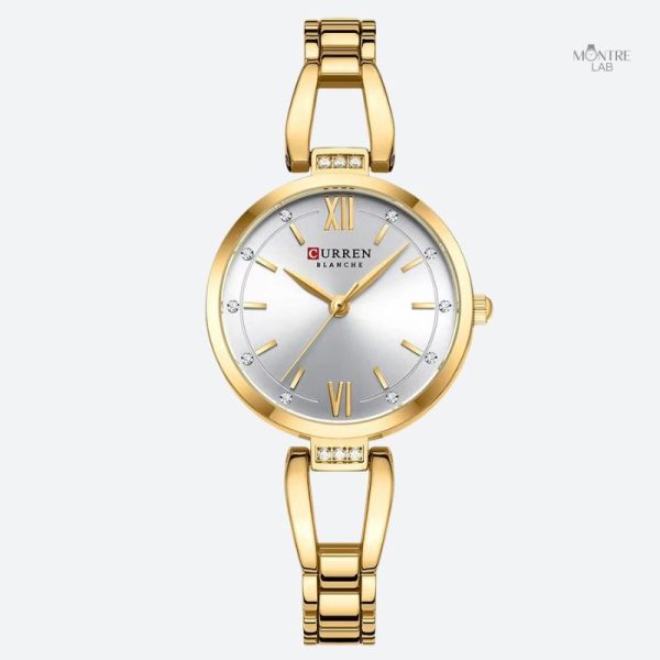 Accessoire féminin : montre quartz dorée