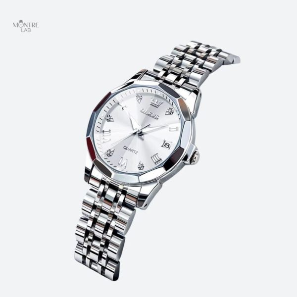 Accessoire de mode : montre quartz femme brillante