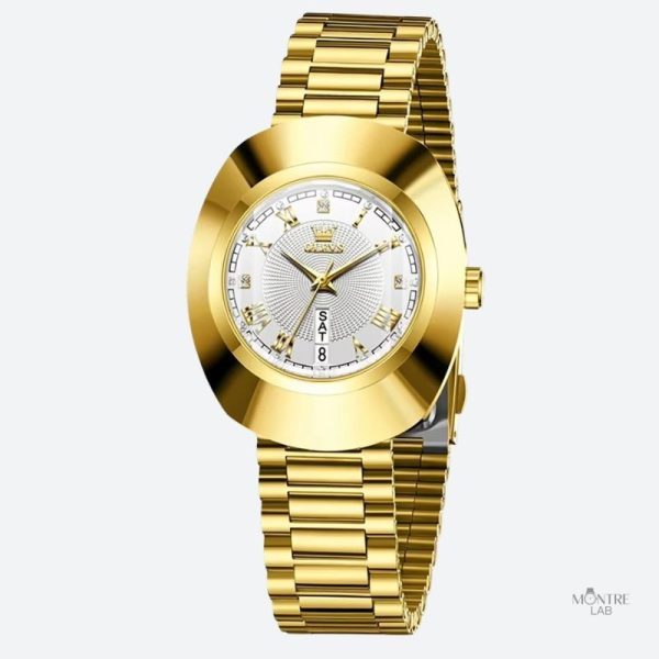 Accessoire mode femme : montre quartz dorée ovale