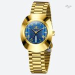 Montre dorée pour femme, style ovale intemporel