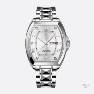 Montre quartz pour homme avec boîtier tonneau