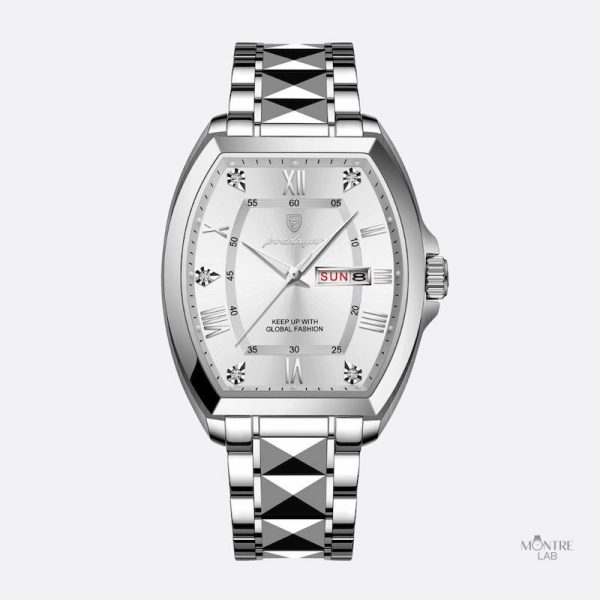 Montre quartz pour homme avec boîtier tonneau