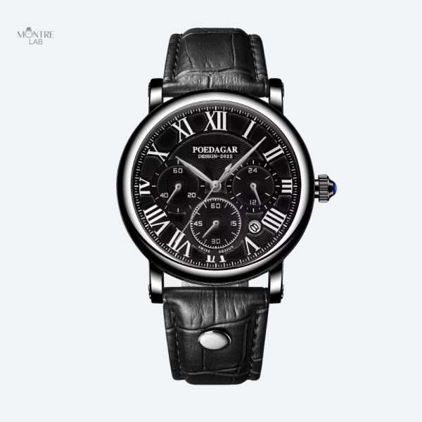 montre-ronde-homme-chronographe-quartz-chiffres-romains-1 Montre Homme Chronographe Quartz Chiffres Romains