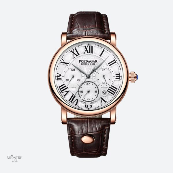 Chronographe Quartz Ronde pour Homme avec Chiffres Romains