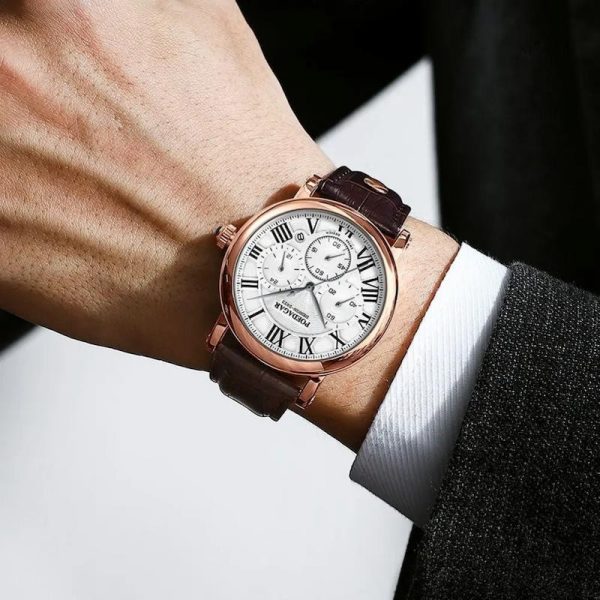 Montre Homme Quartz avec Chiffres Romains et Style Sophistiqué