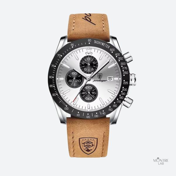 Montre ronde homme en silicone avec chronographe intégré