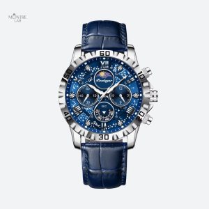 Montre ronde homme chronographe quartz avec verre saphir